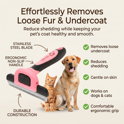 Sinko Deshedding Tool for Dogs & Cats Pet Grooming Brush Pet Deshedding Tool Dog Brush for Shedding Effectively Reduces Shedding by up to 95% for Short Medium Long Pet Hair (Pink)