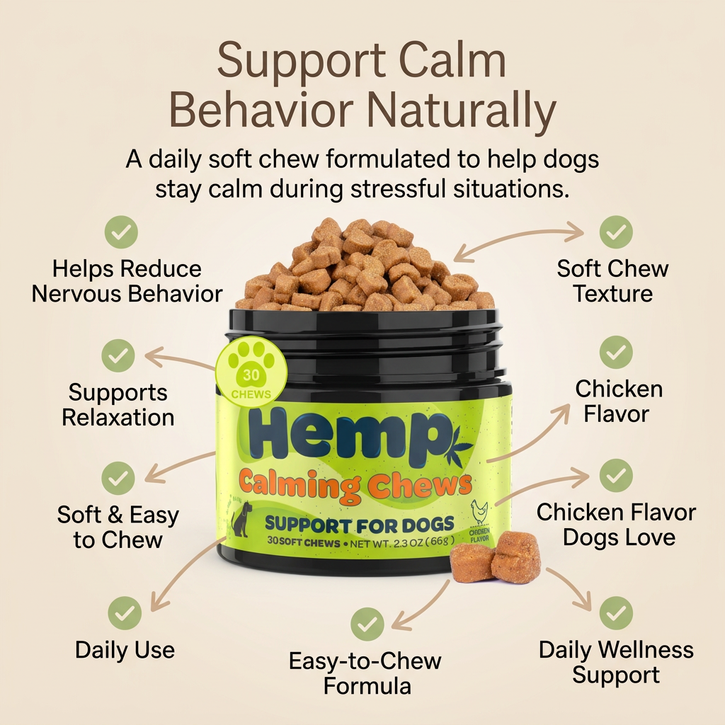 Zingly Calming Chews for Dogs Calming Treats Chews - Anxiety Relief Treats Separation Anxiety Relief for Dogs Calming Treats Pet Calming Care Chews for Anti Anxiety Dogs Chicken 30 Counts