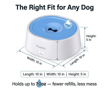 Dog Water Bowl No Spill 2L/70oz Spill Proof Dog Water Bowl Slow Water Feeder for Dogs No Splash Pet Water Bowl Dispenser for Messy Drinkers Vehicle Travel Dog Water BowlBPA Free