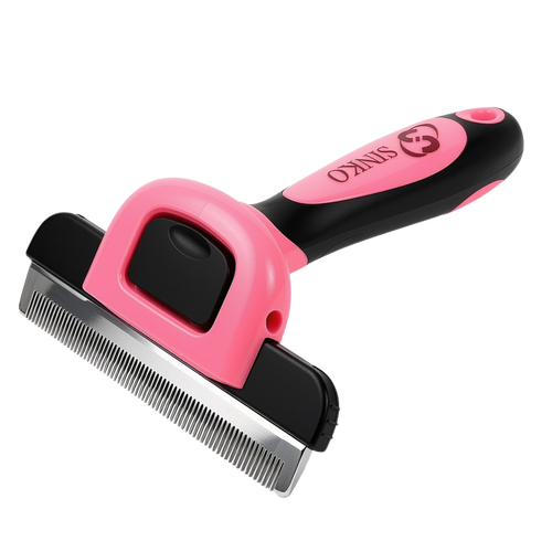 Sinko Deshedding Tool for Dogs & Cats Pet Grooming Brush Pet Deshedding Tool Dog Brush for Shedding Effectively Reduces Shedding by up to 95% for Short Medium Long Pet Hair (Pink)