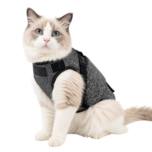 DONGKER Cat Anxiety JacketSelf-Adhesive Adjustable Pet Cat Calming Wrap Shirt for Pet Cats Anxiety Calming Warming Fireworks Separation
